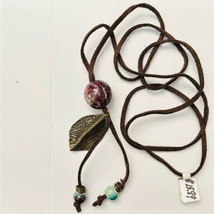 Bead and Leaf Charm Necklace